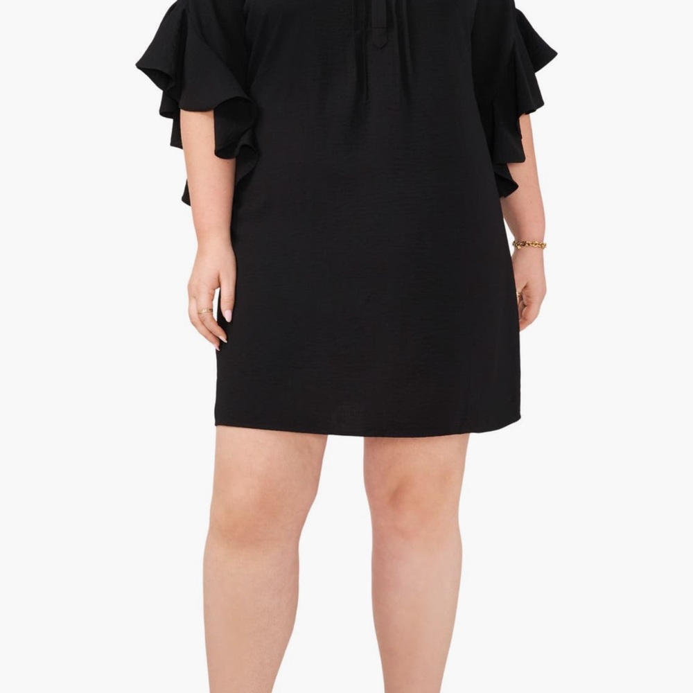 Vince Camuto Black Shift Dress w/ Flutter Sleeves NWT